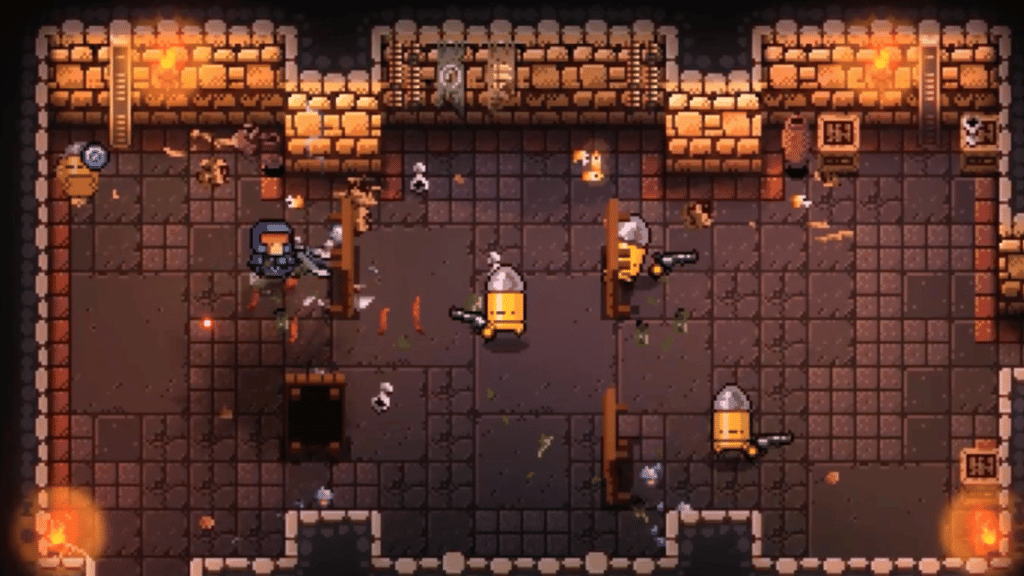 Enter the Gungeon and Exit the Gungeon key art featuring the full character roster, a popular bullet hell game with deep item synergies