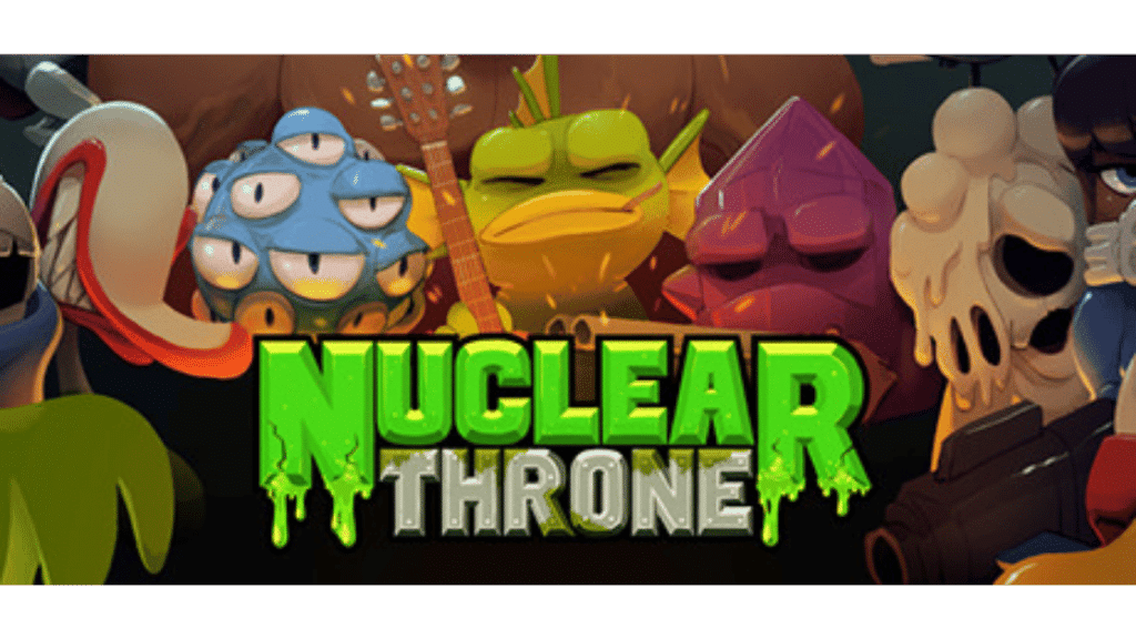 Nuclear Throne top-down pixel art gameplay with a character firing a beam weapon at enemies in a snowy level
