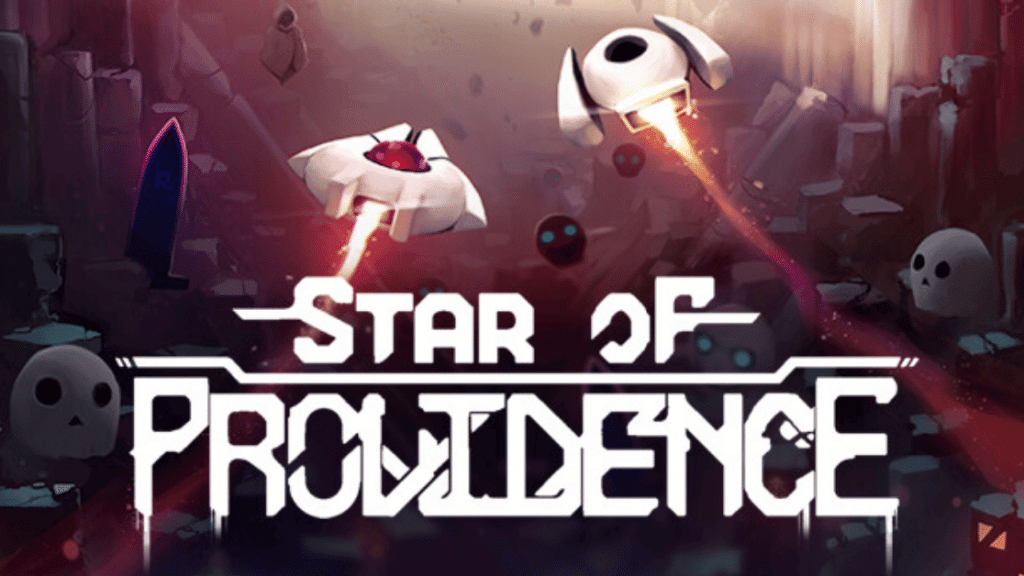 Star of Providence pixel art gameplay showing a boss fight with radiating bullet hell patterns in a dark dungeon