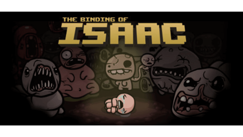 The Binding of Isaac gameplay showing Isaac navigating a dungeon room surrounded by enemies, a defining classic bullet hell game