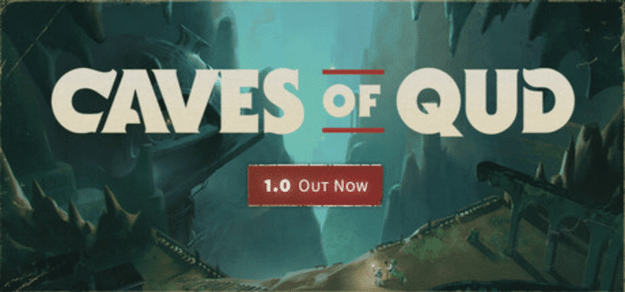 Caves of Qud 1.0 Out Now logo - science fantasy open world traditional roguelike ranked 2nd best roguelike game