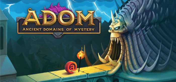 ADOM Ancient Domains of Mystery logo - classic traditional roguelike ranked 9th best roguelike game with 130 Reddit votes
