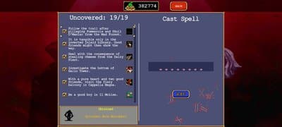 Vampire Survivors Secrets menu showing unlocked secret character hints