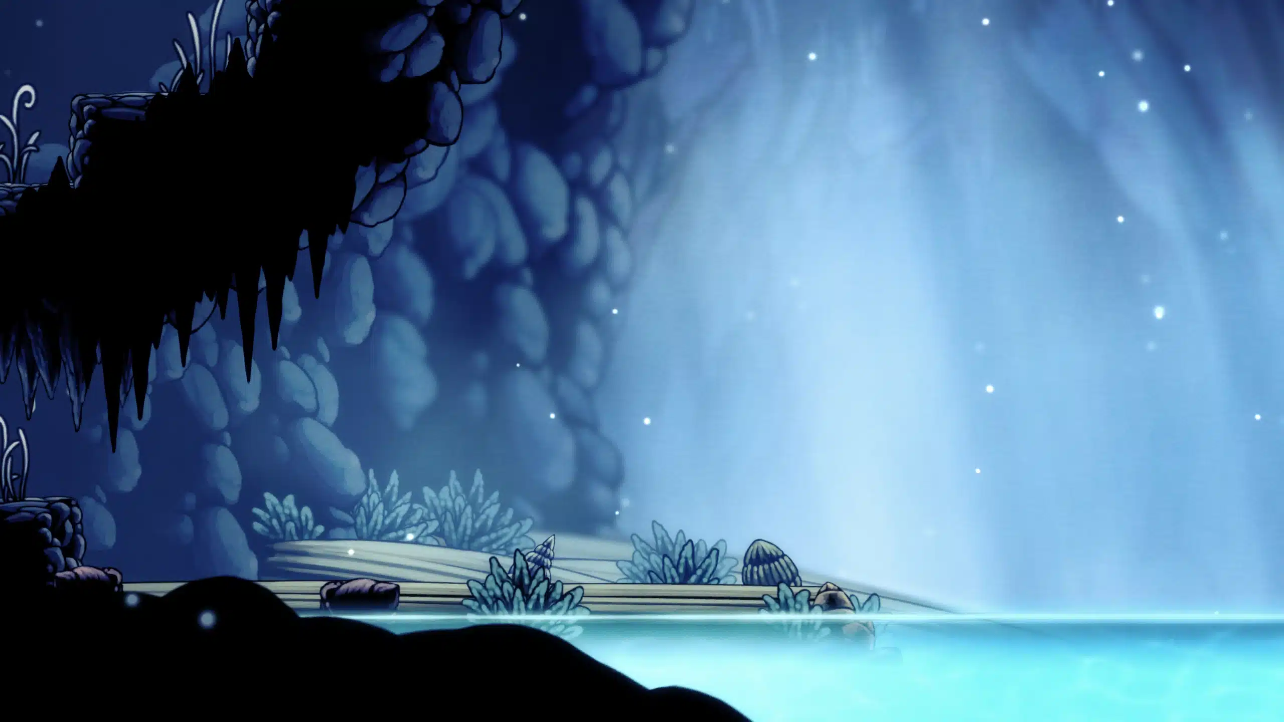Blue Lake icon, the incandescent blue reflecting pool inside the Resting Grounds in Hollow Knight