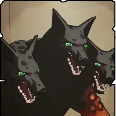 Infernal Cerberus, the corrupted Guardian of the Fields of Mourning in Hades 2