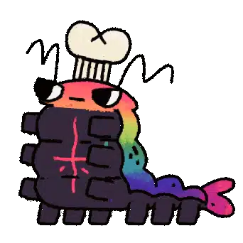 Rakshasa, the mantis shrimp chef in a white hat